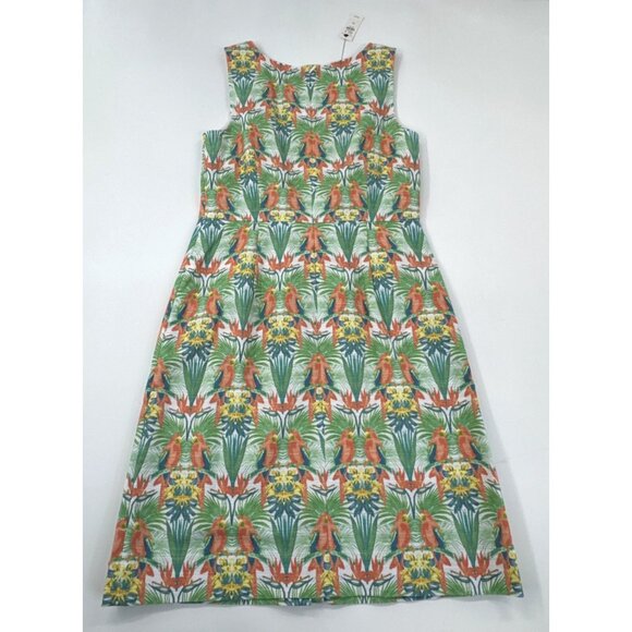 Talbots Shift Dress 2 Petite Sleeveless Tropical Parrot Woven Spring $119 NEW - Picture 5 of 13